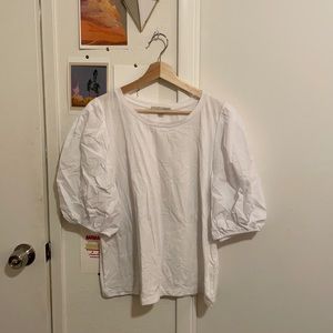 White Tee with Balloon Sleeves